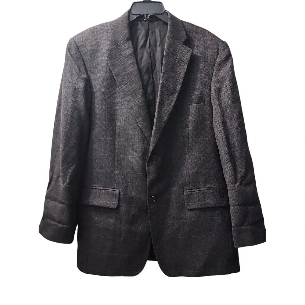 Haggar Collections Plaid Blazer Sport Coat Two‎ Button Jacket
